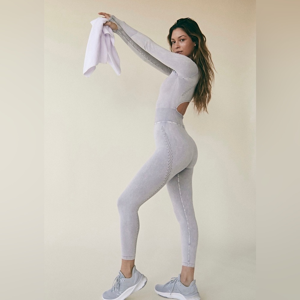 NEW Free People Good Karma Long Sleeve Onesie | ICE GREY - Picture 3 of 11